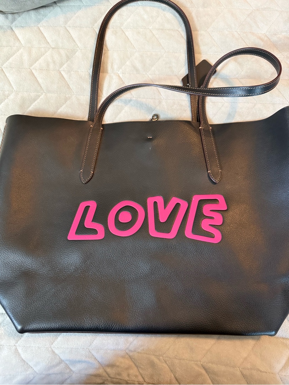 RARE Black Keith Haring Coach ‘LOVE' Tote with matching bag tag